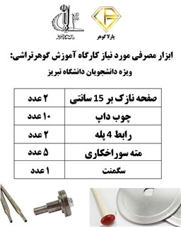 پکیج ابزار مصرفی دوره گوهرتراشی دانشگاه تبریز